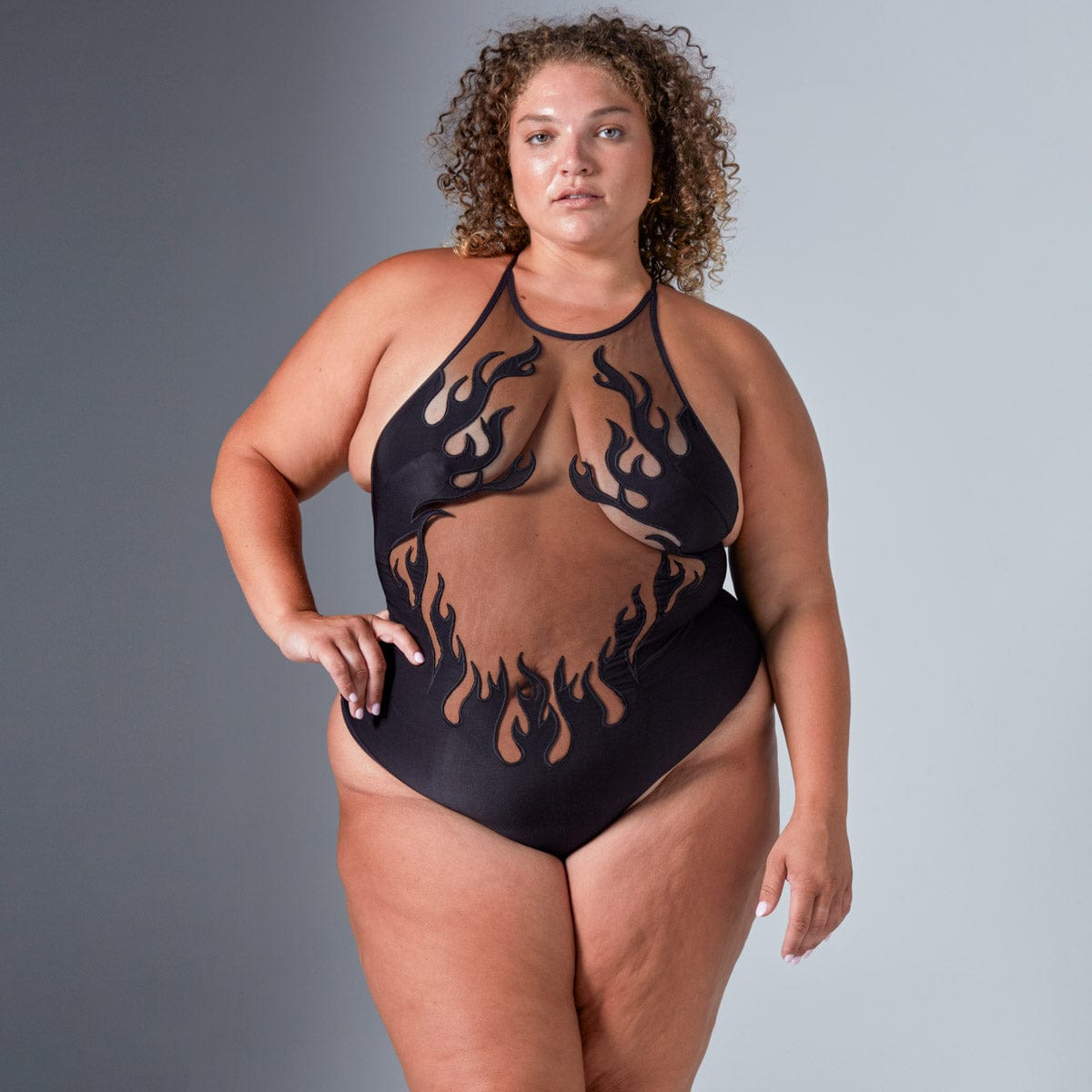 Thistle and Spire Women's Smokin' Mirrors Bodysuit, Black, 3X